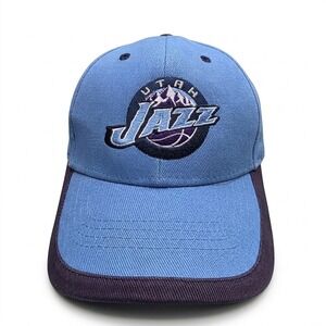 Utah Jazz NBA Elevation Hat Cap Light Blue Purple Mountain Logo Strapback Vtg